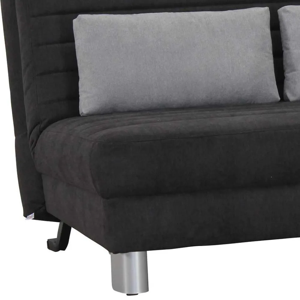 Wohnen Sofas<Schwarze Bettcouch mit grauen Kissen Namino & Metall Gestell
