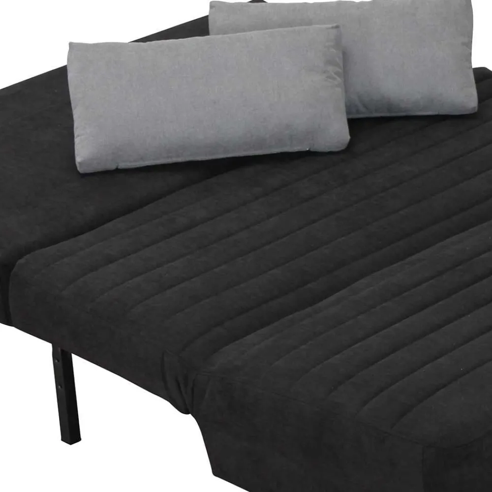 Wohnen Sofas<Schwarze Bettcouch mit grauen Kissen Namino & Metall Gestell