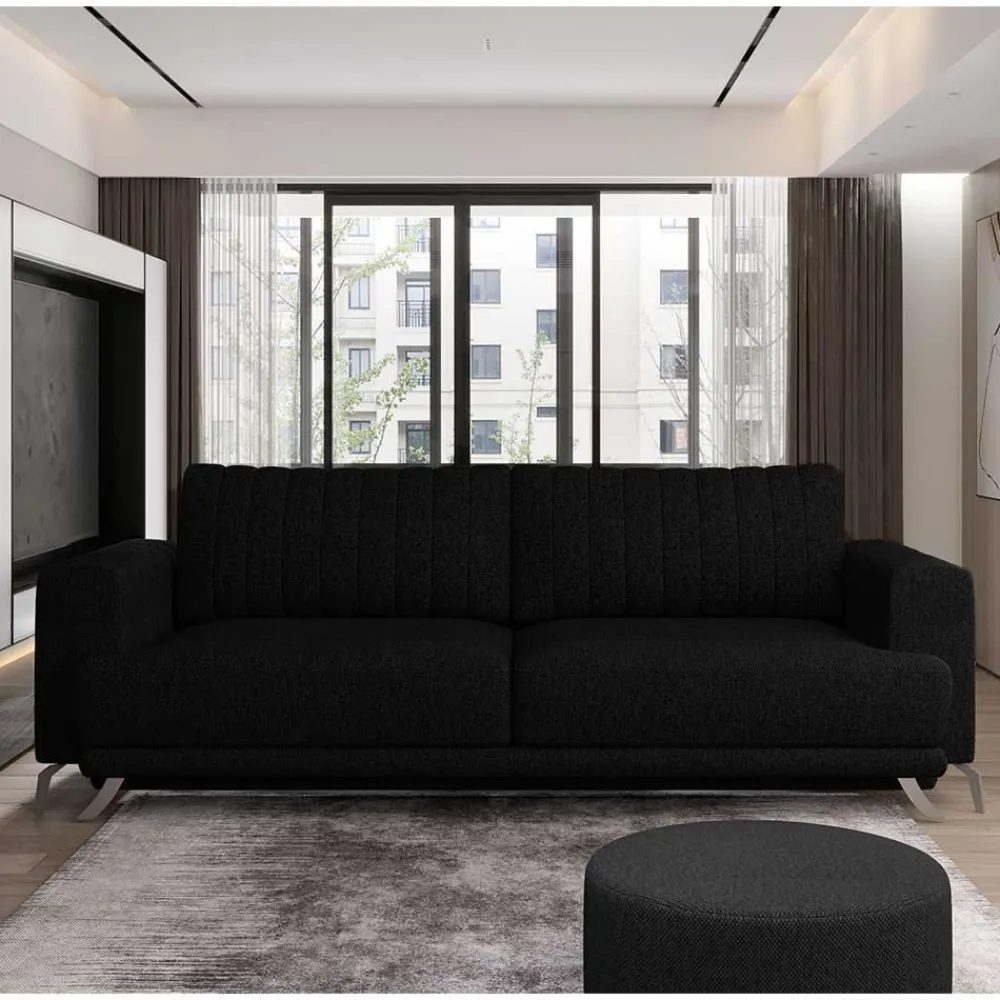 Wohnen Sofas<Schwarze Bettcouch mit zwei Sitzplätzen - Vaney