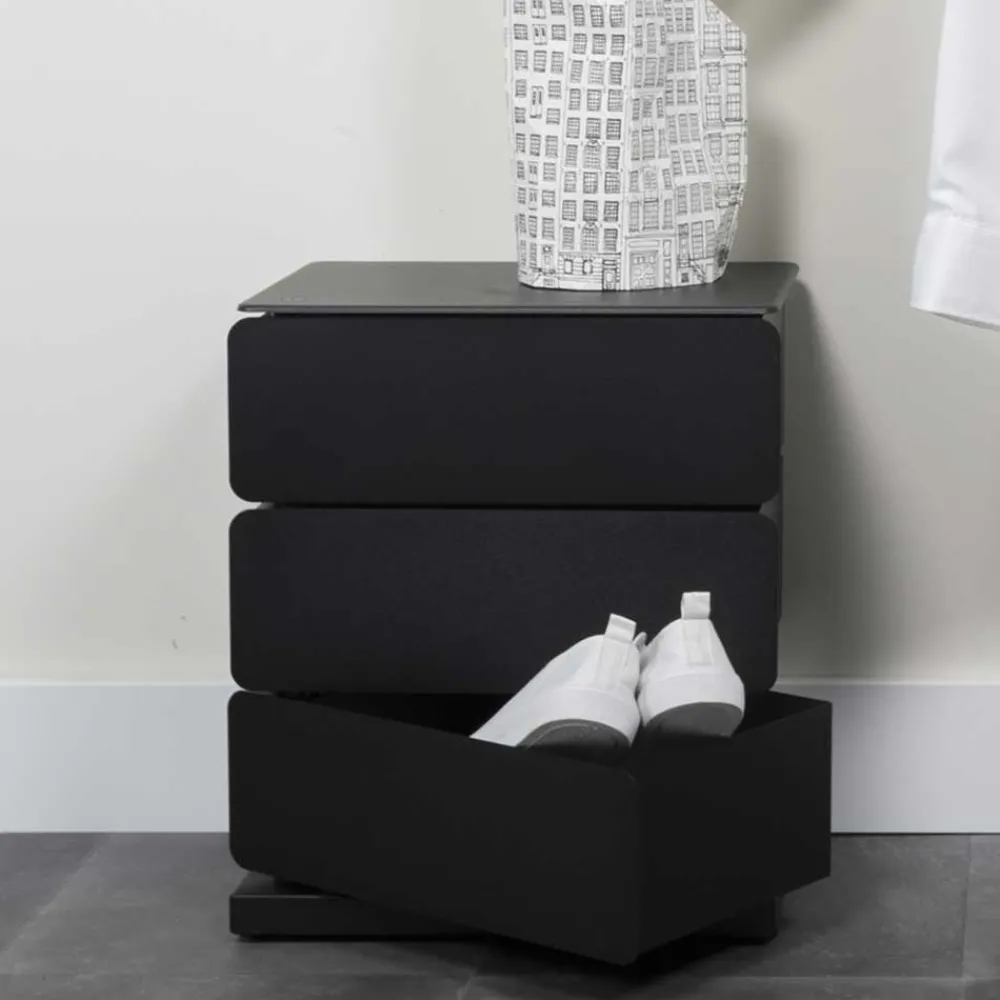 Wohnen Kommoden<Schwarze Design Stahlkommode mit drei Schubladen - Zunil
