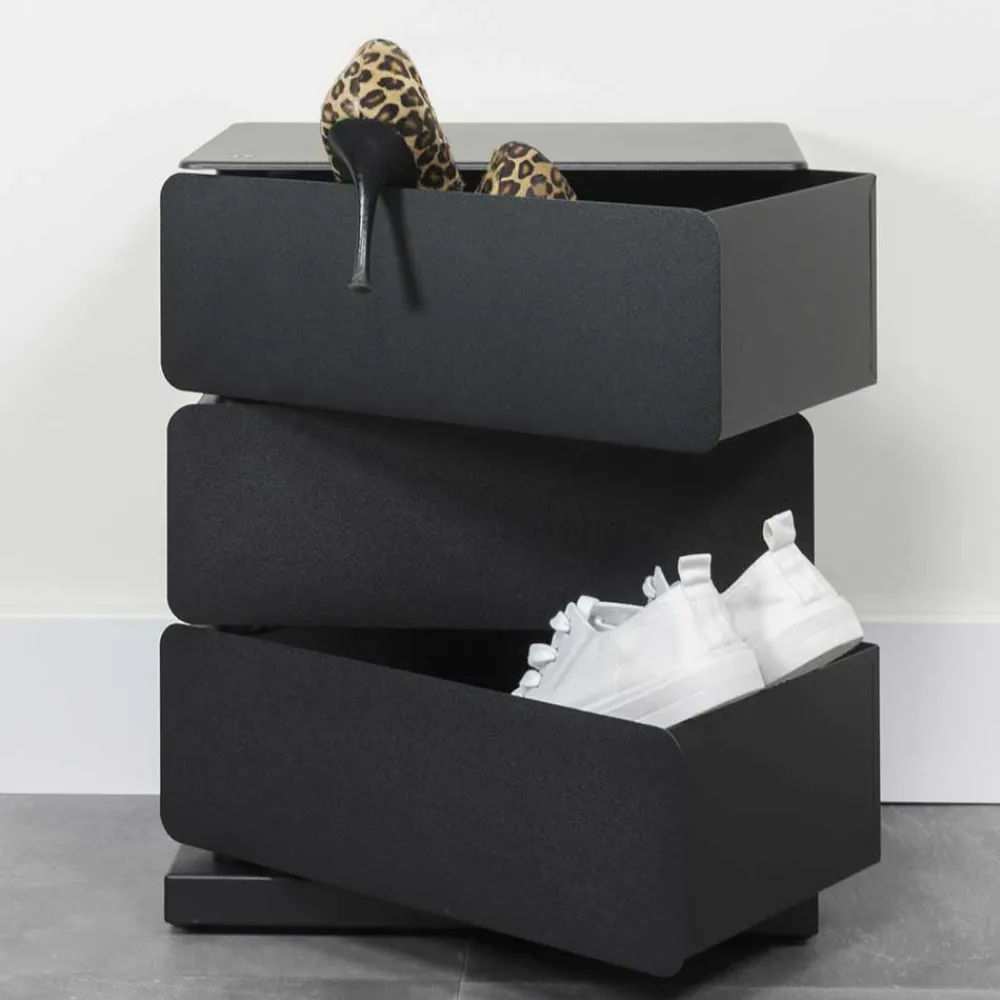 Wohnen Kommoden<Schwarze Design Stahlkommode mit drei Schubladen - Zunil