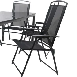 Wohnen Sitzgruppe<Schwarze Garten-Tischgruppe Set - Leni (siebenteilig)