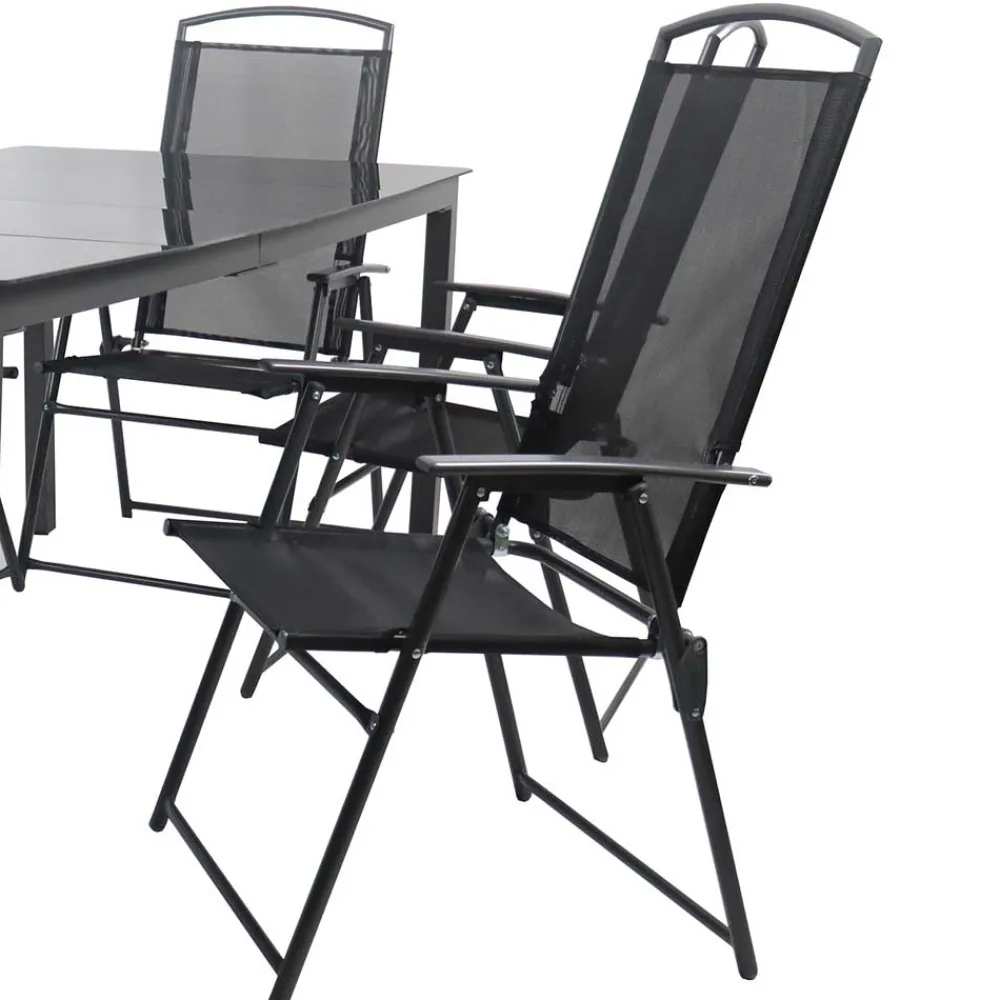 Wohnen Sitzgruppe<Schwarze Garten-Tischgruppe Set - Leni (siebenteilig)