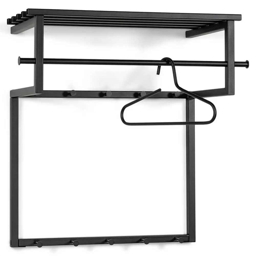 Wohnen Garderoben<Schwarze Hängegarderobe aus Metall mit Hutboden - Estagel
