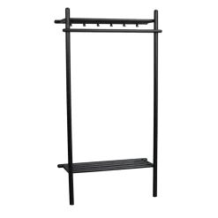 Wohnen Garderoben<Schwarze Holz Garderobe aus Eiche Massivholz - Evlinu