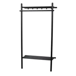 Wohnen Garderoben<Schwarze Holz Garderobe aus Eiche Massivholz - Evlinu