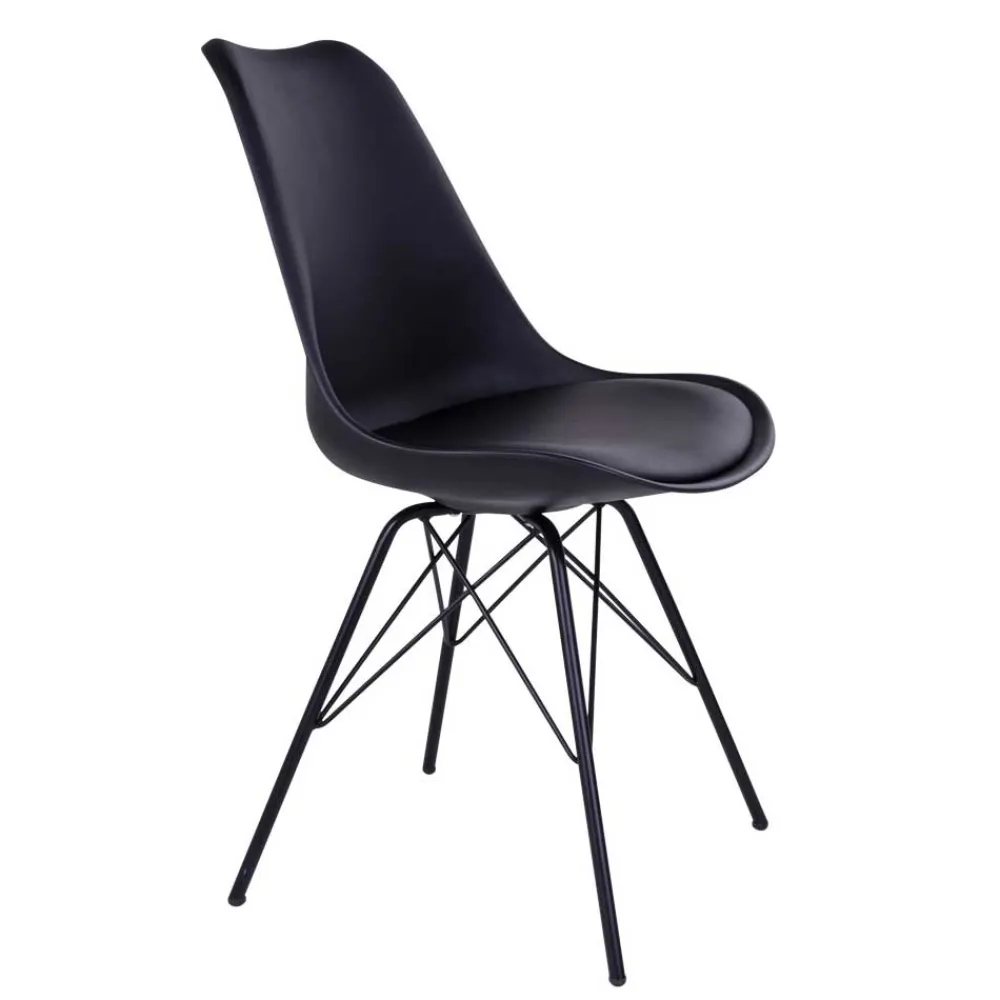 Wohnen Stühle<Schwarze Küchenstühle mit Schalensitz - Verbandro (2er Set)