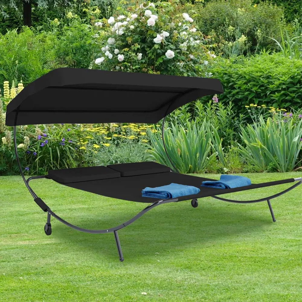 Wohnen Sofas<Schwarze Outdoorliege für zwei Personen - Valdi