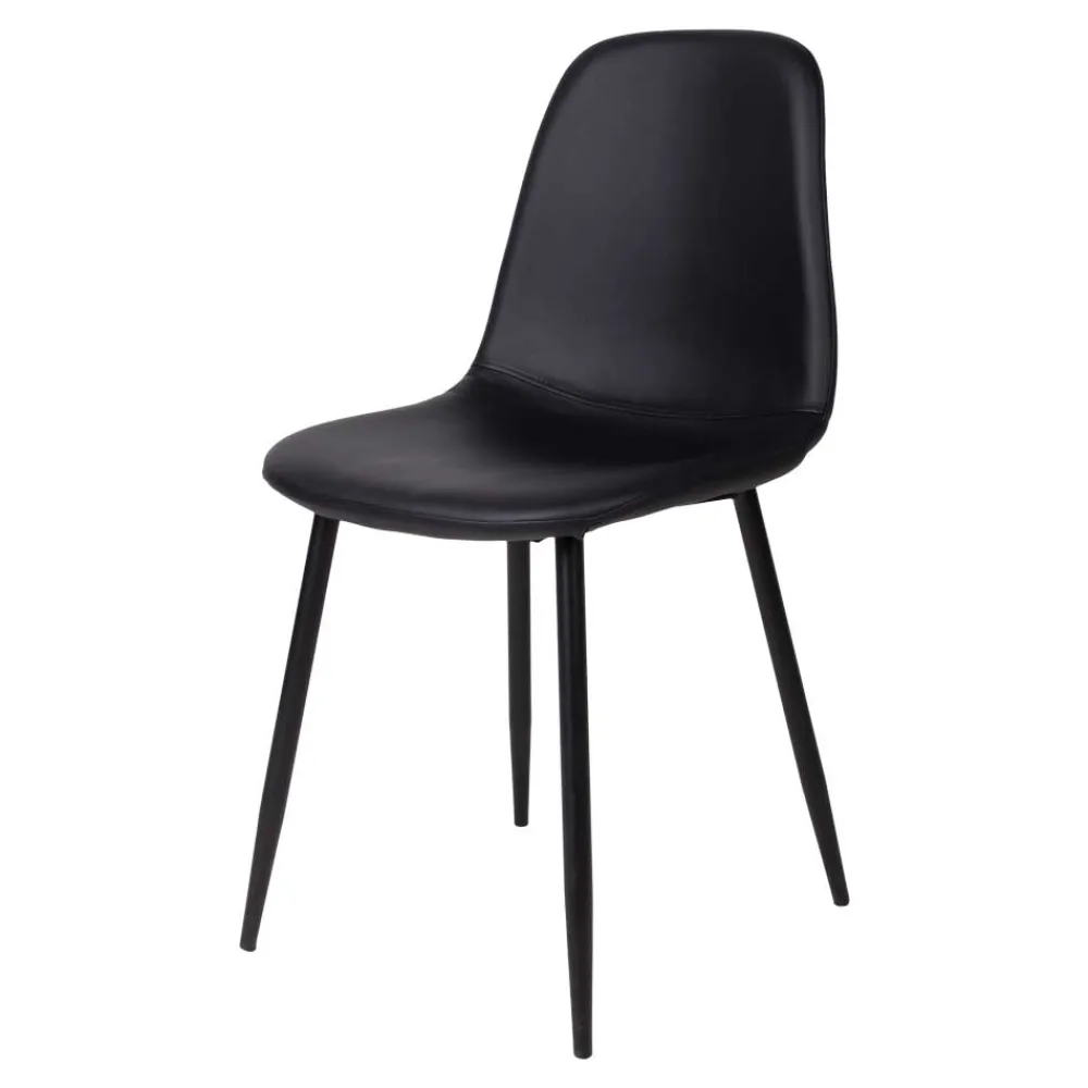 Wohnen Stühle<Schwarze Schalenstühle aus Kunstleder - Spiaggo (2er Set)