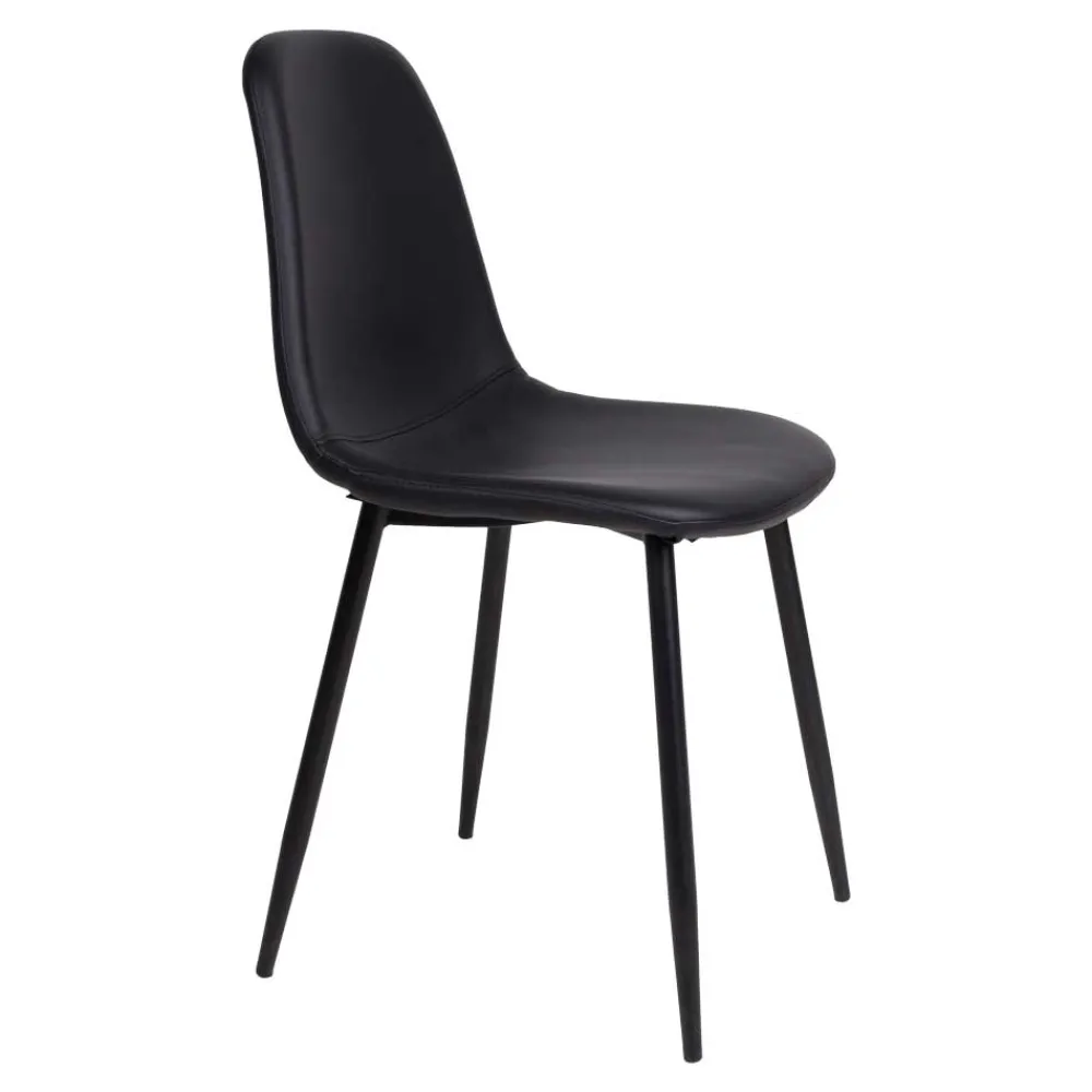 Wohnen Stühle<Schwarze Schalenstühle aus Kunstleder - Spiaggo (2er Set)