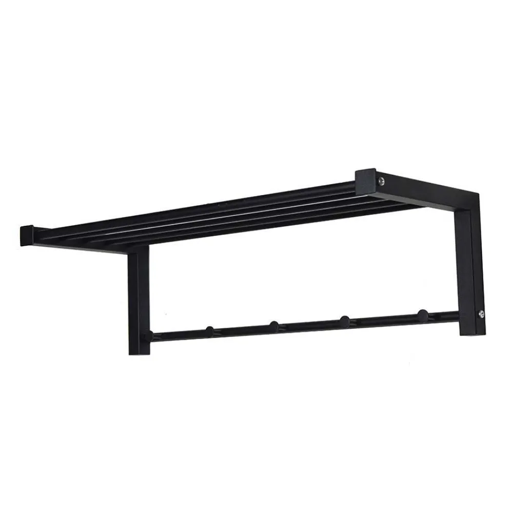 Wohnen Garderoben<Schwarze Stahl Wandgarderobe mit Hutablage - Tattra