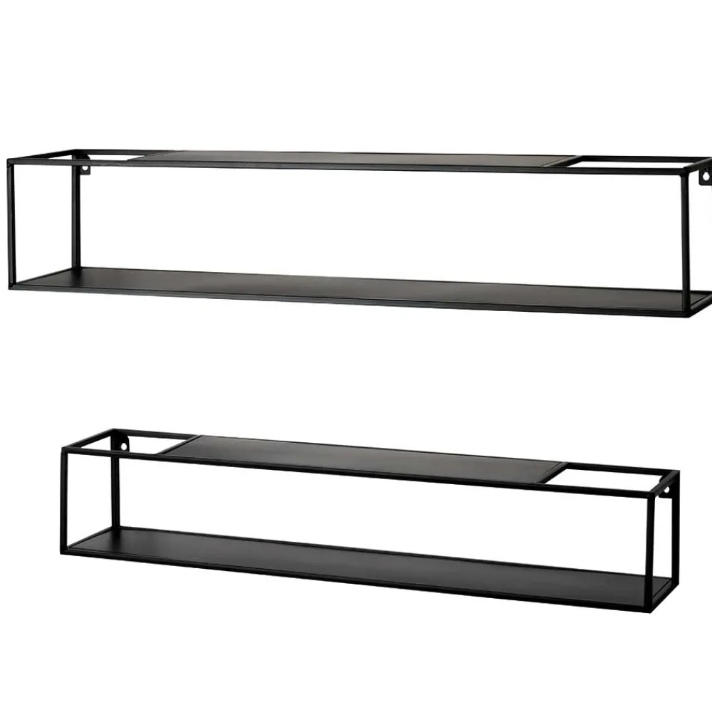 Wohnen Regale<Schwarze Wandregale Set - Mikene (zweiteilig)