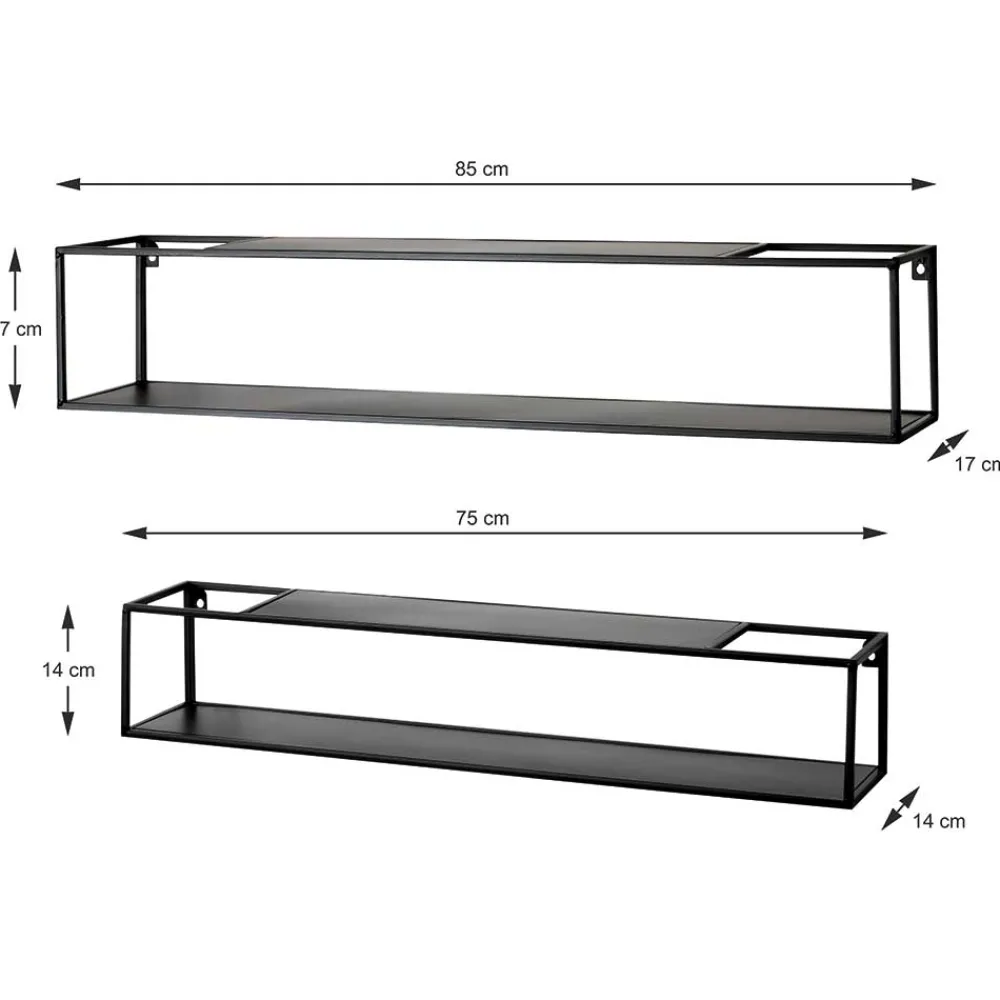 Wohnen Regale<Schwarze Wandregale Set - Mikene (zweiteilig)