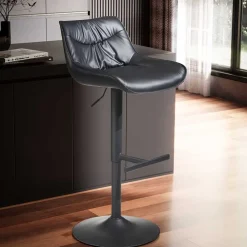 Wohnen Hocker|Stühle<Schwarzer Barstuhl mit Kunstlederbezug - Notomo