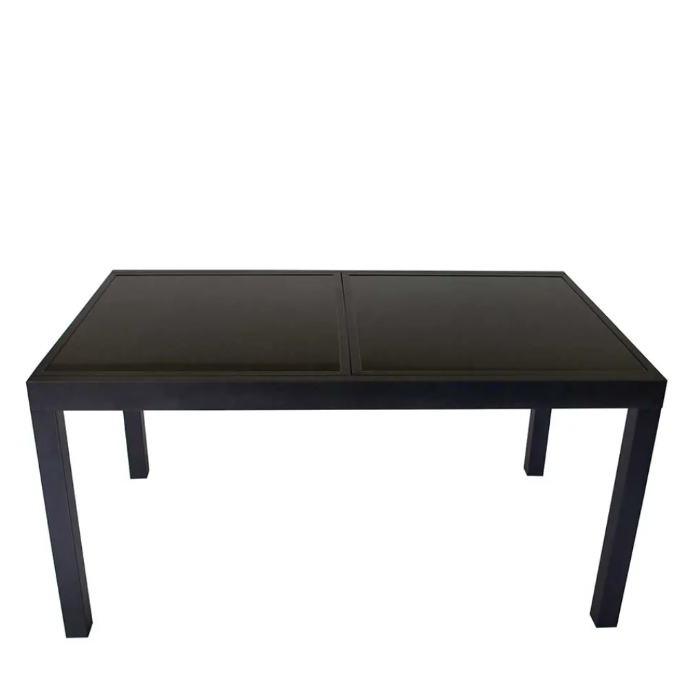 Wohnen Tische<Schwarzer Gartentisch aus Aluminium & Glas - Chiano