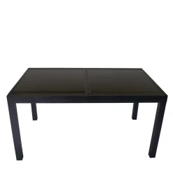 Wohnen Tische<Schwarzer Gartentisch aus Aluminium & Glas - Chiano