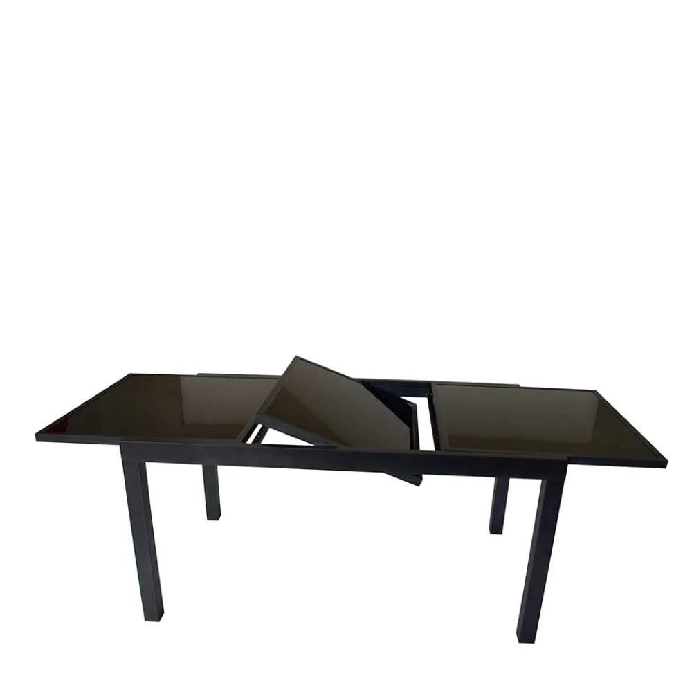 Wohnen Tische<Schwarzer Gartentisch aus Aluminium & Glas - Chiano