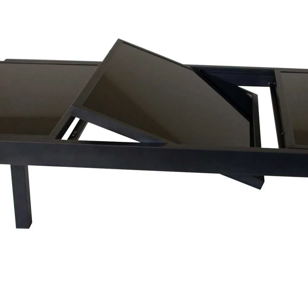 Wohnen Tische<Schwarzer Gartentisch aus Aluminium & Glas - Chiano