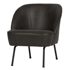 Wohnen Sessel<Schwarzer Ledersessel Retro Carlot aus Recyclingleder