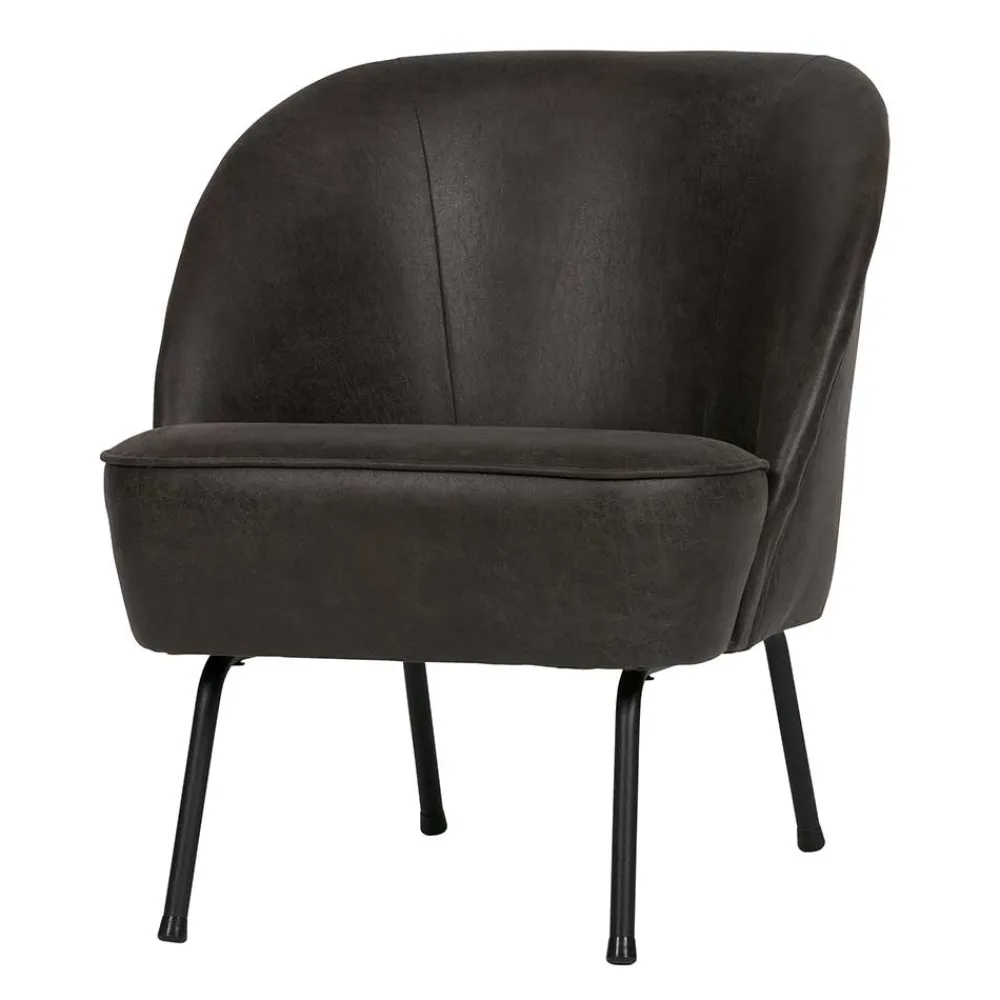 Wohnen Sessel<Schwarzer Ledersessel Retro Carlot aus Recyclingleder