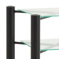 Wohnen Kommoden<Schwarzer Metall Nachttisch Frisata mit zwei Glasplatten
