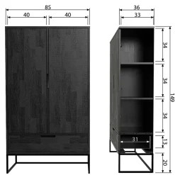 Wohnen Kommoden<Schwarzer Schrank aus Holz & Metall - Almery