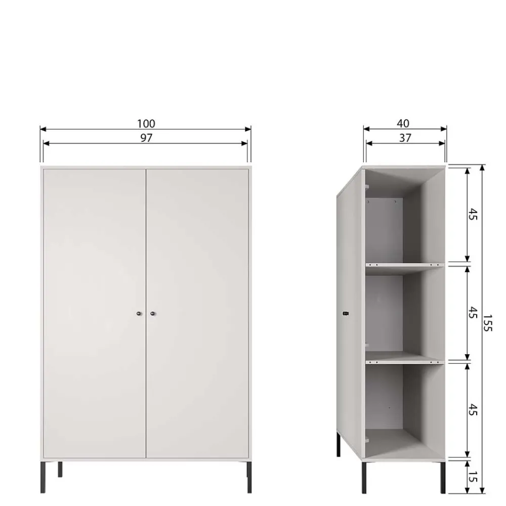 Wohnen Vitrinen|Schränke<Schwarzer Schrank mit Doppeltür - 100x155x40 - Burgossi