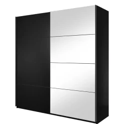Wohnen Kleiderschränke|Schränke<Schwarzer Schwebetürenschrank mit Spiegel - Excellenta
