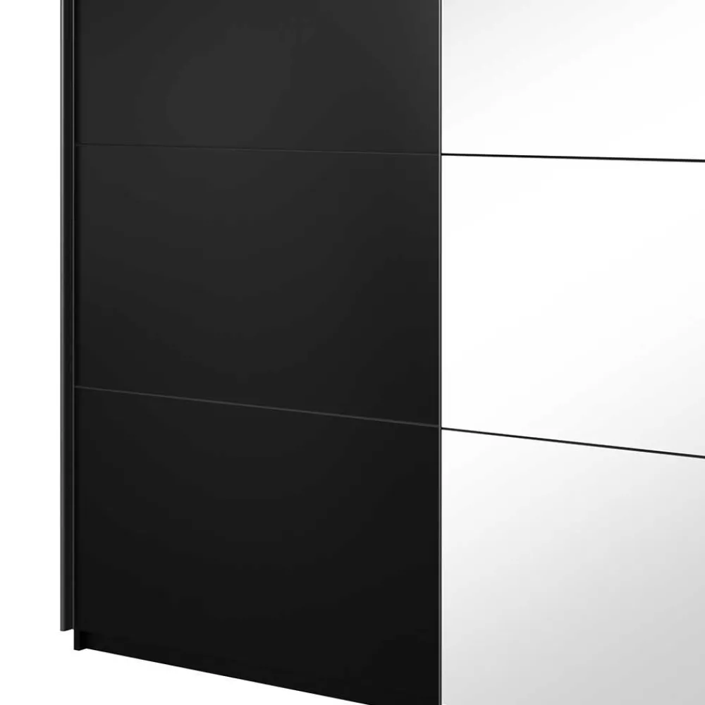 Wohnen Kleiderschränke|Schränke<Schwarzer Schwebetürenschrank mit Spiegel - Excellenta