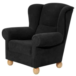 Wohnen Sessel<Schwarzer Velours Sessel mit Ohren - Bravassa
