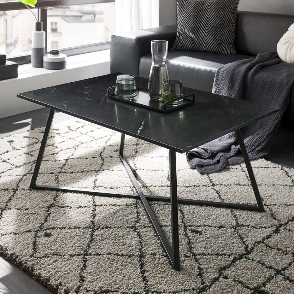 Wohnen Tische<Schwarzer Wohnzimmer Sofatisch mit Marmorplatte - Anyala