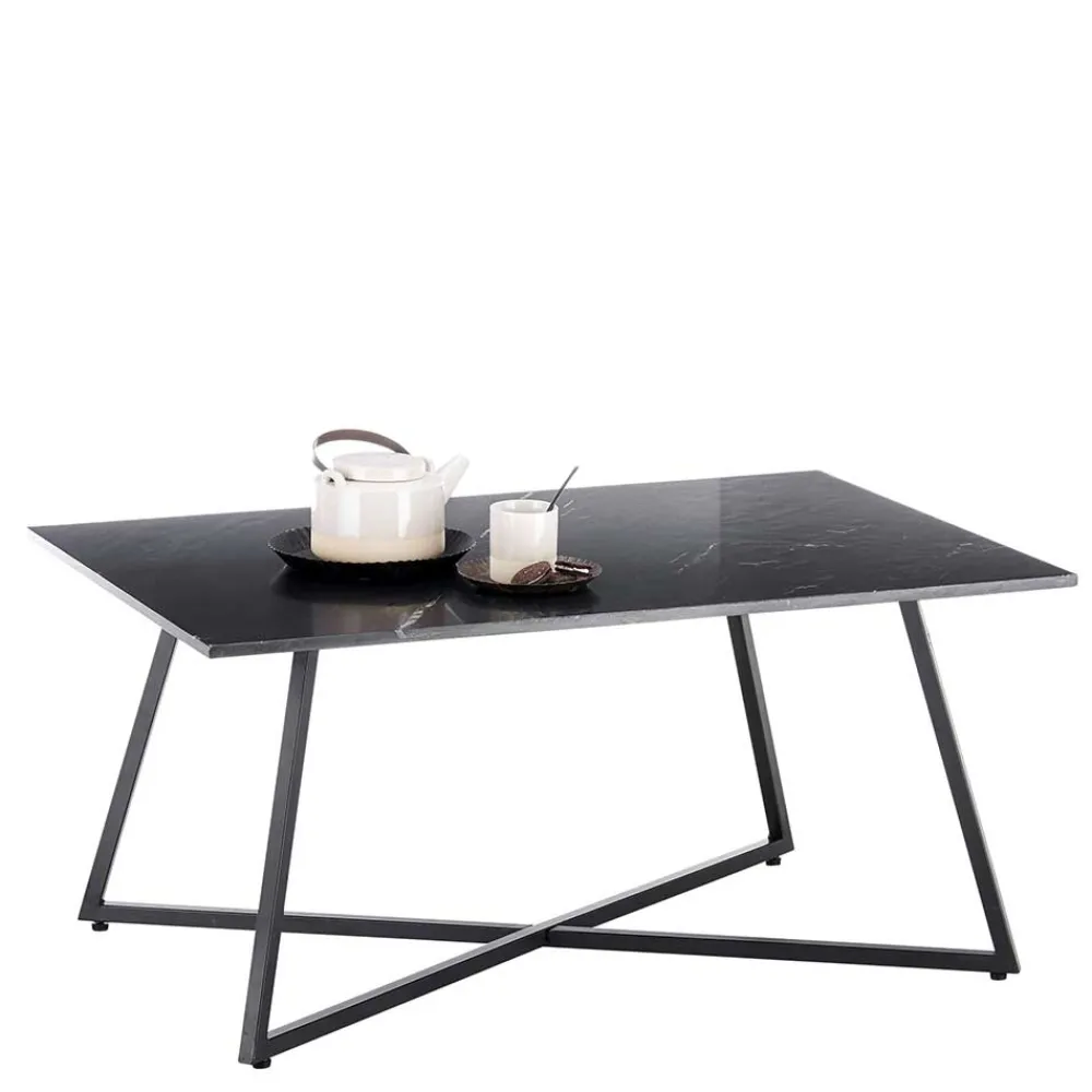 Wohnen Tische<Schwarzer Wohnzimmer Sofatisch mit Marmorplatte - Anyala