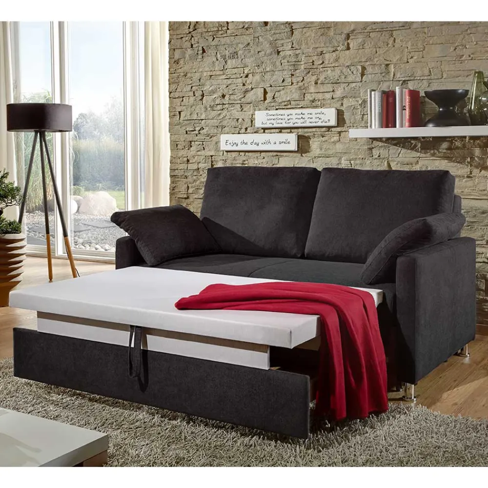 Wohnen Betten|Sofas<Schwarzes 2er Sofa mit Schlaffunktion - Laromain