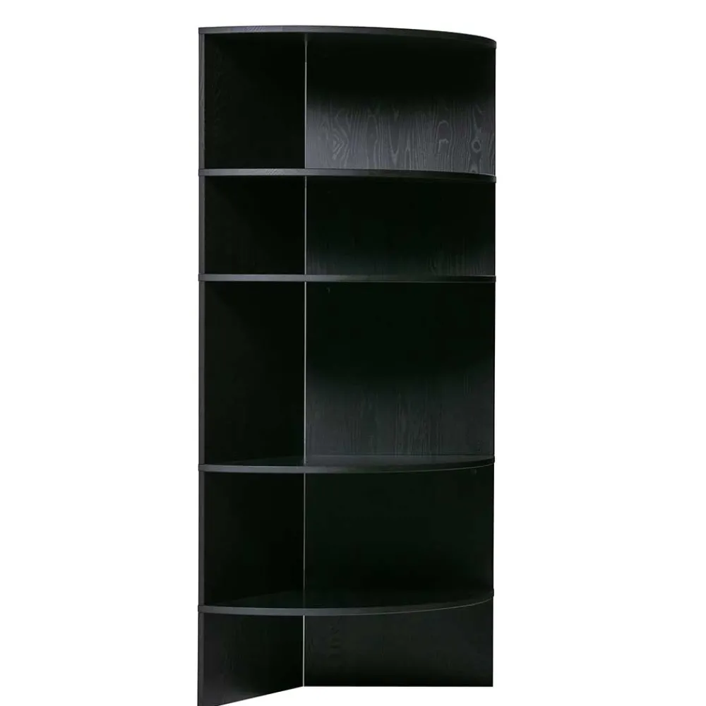 Wohnen Regale<Schwarzes Holz Regal in Halbrund - Nircana