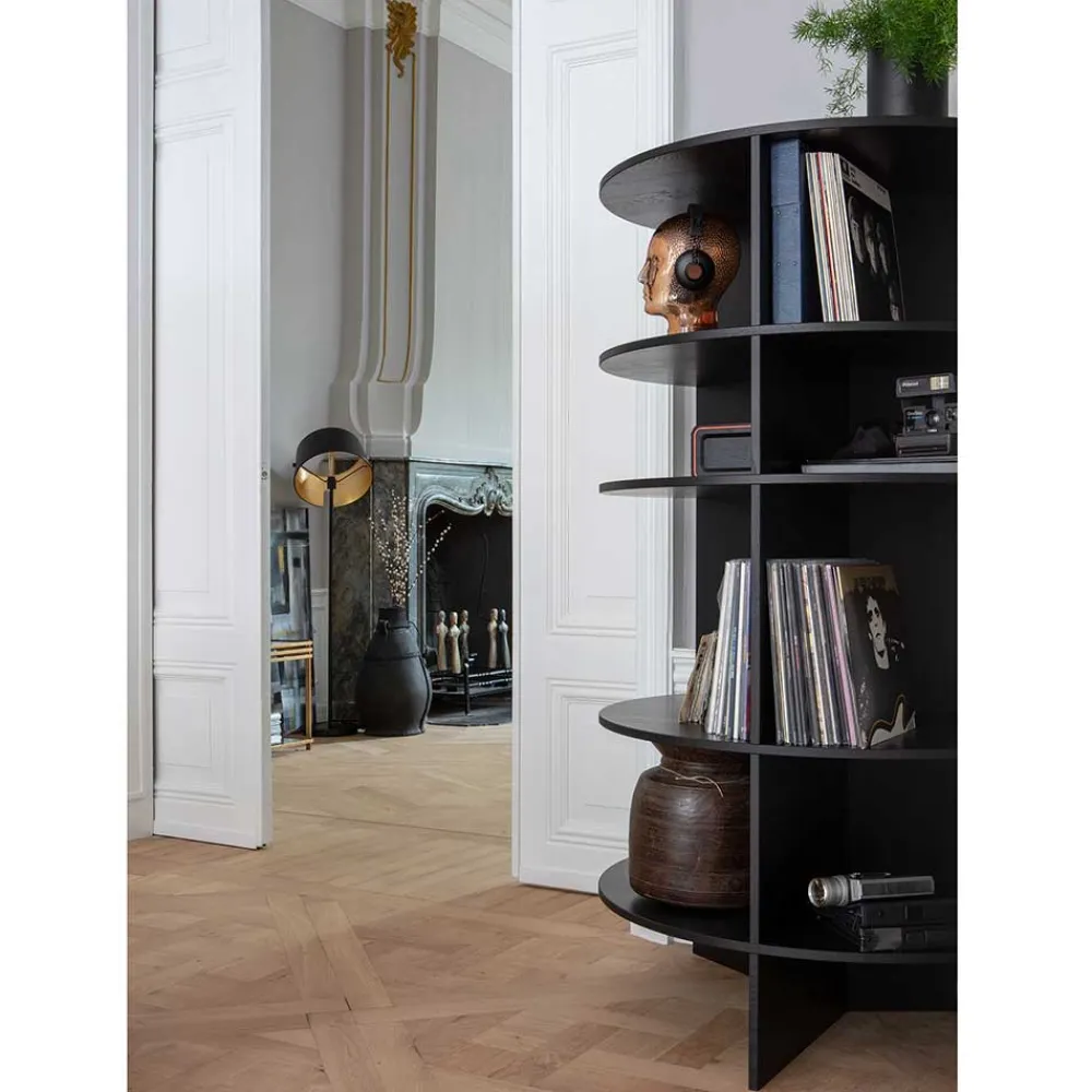 Wohnen Regale<Schwarzes Holz Regal in Halbrund - Nircana