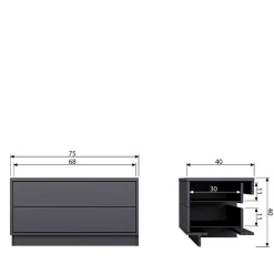 Wohnen Tv & Hifi-Möbel|Lowboards<Schwarzes Lowboard mit zwei Schubladen - Niwidus