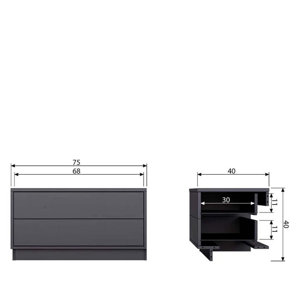Wohnen Tv & Hifi-Möbel|Lowboards<Schwarzes Lowboard mit zwei Schubladen - Niwidus