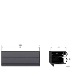 Wohnen Tv & Hifi-Möbel|Lowboards<Schwarzes Lowboard mit zwei Schubladen - Niwidus