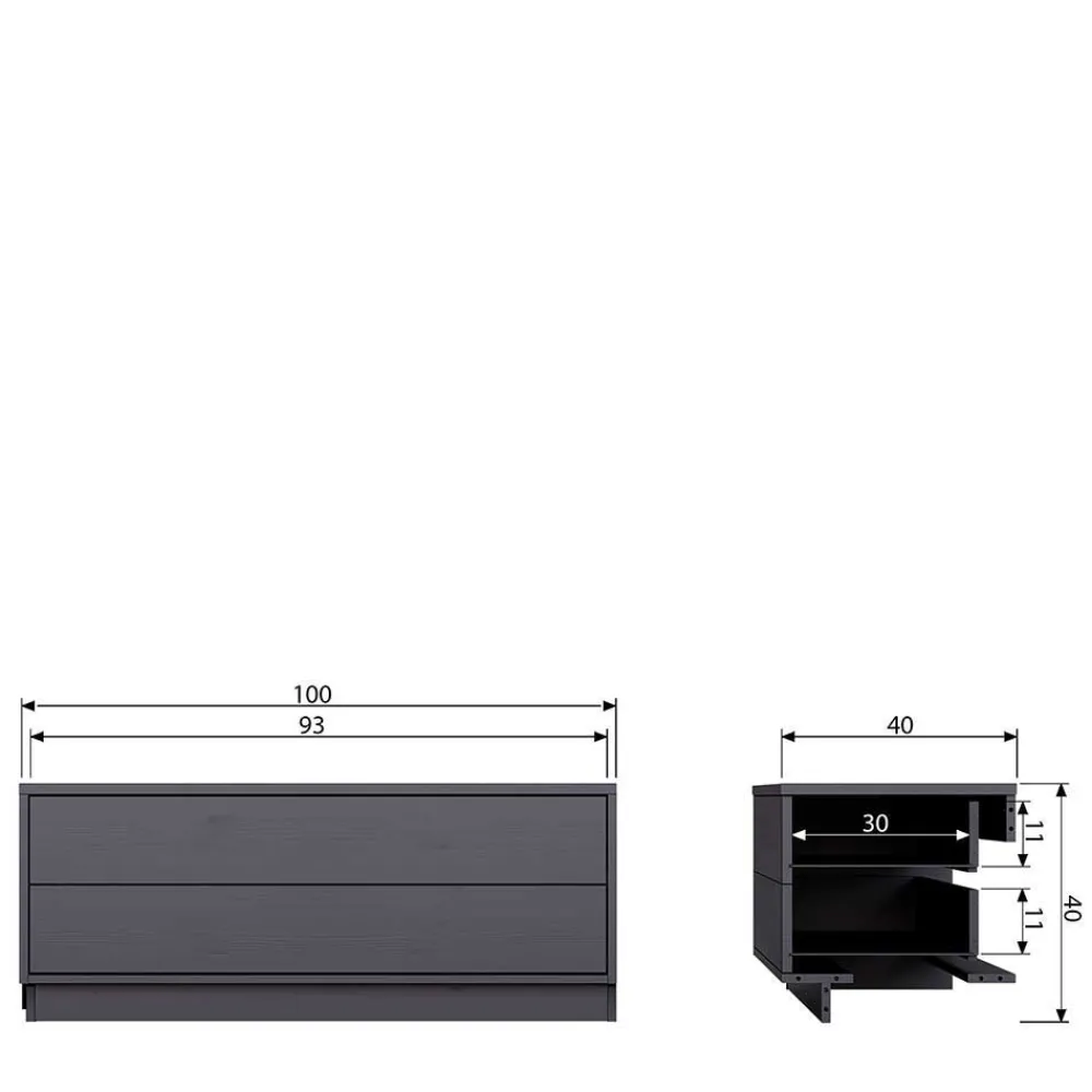Wohnen Tv & Hifi-Möbel|Lowboards<Schwarzes Lowboard mit zwei Schubladen - Niwidus
