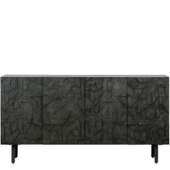 Wohnen Sideboards<Schwarzes Sideboard mit Schnitzereien Front - Eiken
