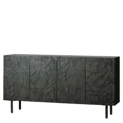 Wohnen Sideboards<Schwarzes Sideboard mit Schnitzereien Front - Eiken