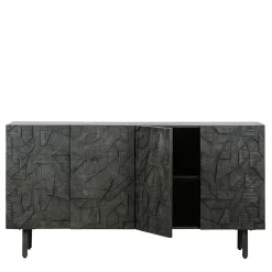 Wohnen Sideboards<Schwarzes Sideboard mit Schnitzereien Front - Eiken