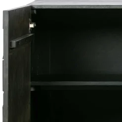 Wohnen Sideboards<Schwarzes Sideboard mit Schnitzereien Front - Eiken