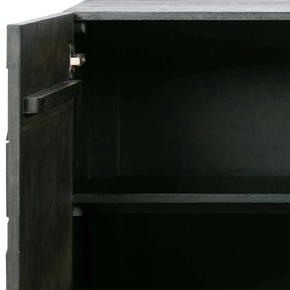 Wohnen Sideboards<Schwarzes Sideboard mit Schnitzereien Front - Eiken
