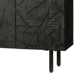 Wohnen Sideboards<Schwarzes Sideboard mit Schnitzereien Front - Eiken