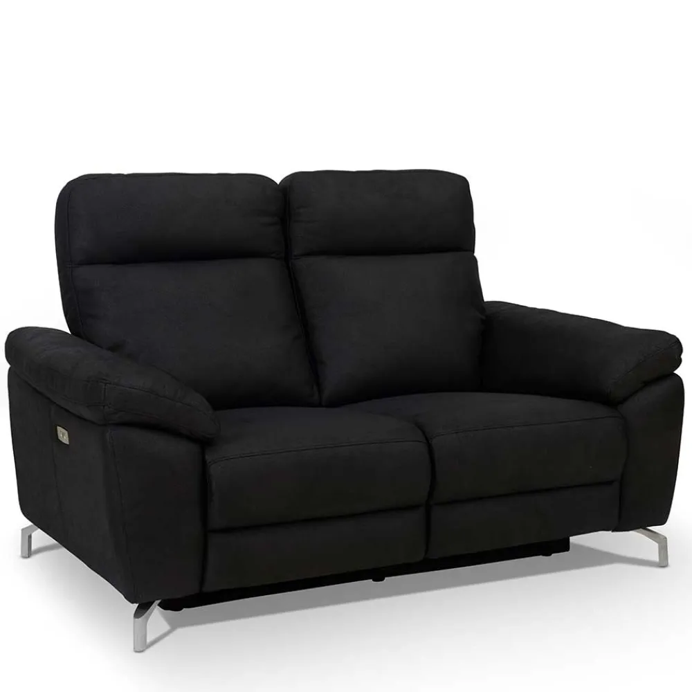 Wohnen Sofas<Schwarzes Zweier Sofa mit Relaxfunktion - Salma