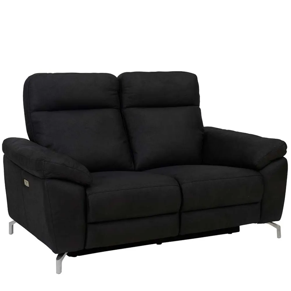 Wohnen Sofas<Schwarzes Zweier Sofa mit Relaxfunktion - Salma