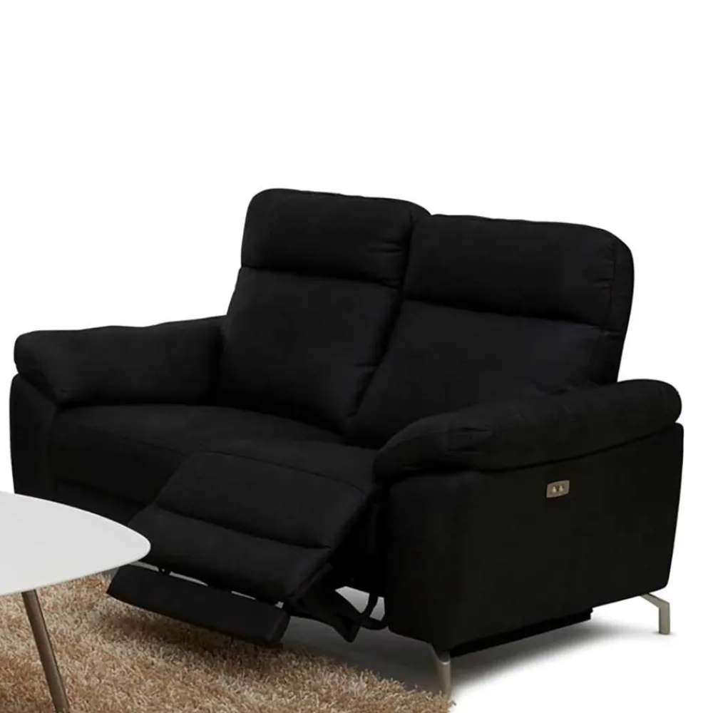 Wohnen Sofas<Schwarzes Zweier Sofa mit Relaxfunktion - Salma
