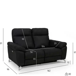 Wohnen Sofas<Schwarzes Zweier Sofa mit Relaxfunktion - Salma