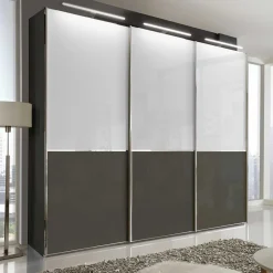 Wohnen Kleiderschränke|Schränke<Schwebetüren Kleiderschrank in Braun & Weiß - Genre